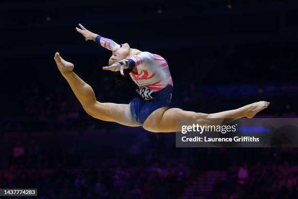 Jessica Gadirova of Team Great Britain competes on Floor during Women's Qualification on Day Two of the FIG Artistic Gymnastics World Championships...