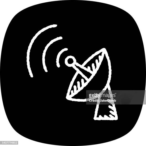 satelliten doodle 3 - radio waves stock-grafiken, -clipart, -cartoons und -symbole