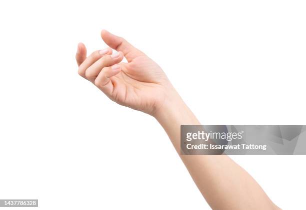 hand open and ready to help or receive. gesture isolated on white background with clipping path. helping hand outstretched for salvation. - human finger stock pictures, royalty-free photos & images