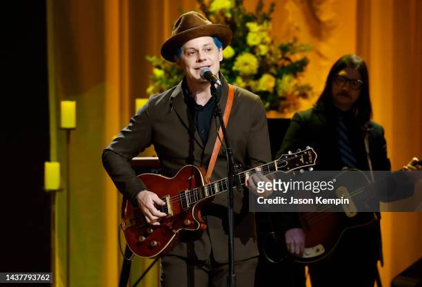 Jack White and Jack Lawrence perform onstage during Coal Miner's Daughter: A Celebration of the Life & Music of Loretta Lynn at The Grand Ole Opry on...