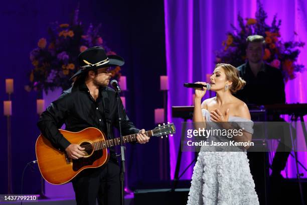 Lukas Nelson and Emmy Rose Russell perform onstage during Coal Miner's Daughter: A Celebration of the Life & Music of Loretta Lynn at The Grand Ole...