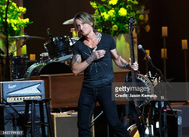 Keith Urban performs at the Coal Miner's Daughter: A Celebration Of The Life & Music Of Loretta Lynn at the Grand Ole Opry on October 30, 2022 in...