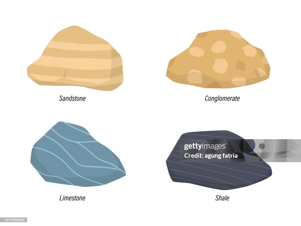 Ssedimentary Rocks Illustration Of Sedimentary Rock Sandstone Conglomerate Limestone And ...