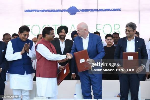 President Gianni Infantino visits a FIFA Football for Schools programme in Mumbai ahead of the FIFA U17 Women’s World Cup Final in Mumbai India on...