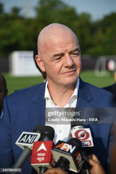 President Gianni Infantino visits a FIFA Football for Schools programme in Mumbai ahead of the FIFA U17 Women’s World Cup Final in Mumbai India on...