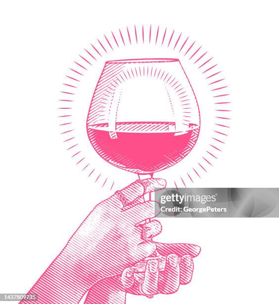 illustrazioni stock, clip art, cartoni animati e icone di tendenza di mani che tengono il bicchiere di vino rosato - 30 34 anni