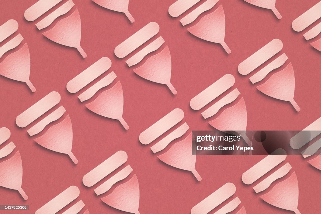 Menstrual cup seamless pattern in pink