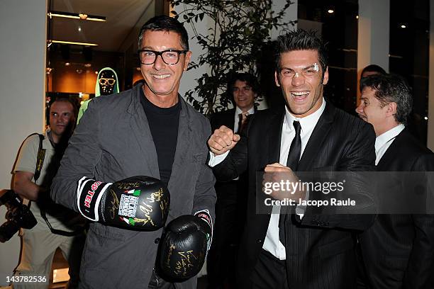 Stefano Gabbana and Clemente Russo attend Dolce & Gabbana Milano Thunder Cocktail on May 3, 2012 in Milan, Italy.