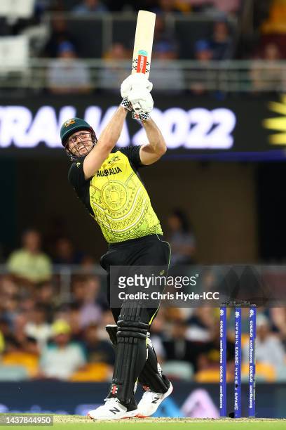 Mitchell Marsh of Australia bats during the ICC Men's T20 World Cup match between Australia and Ireland at The Gabba on October 31, 2022 in Brisbane,...