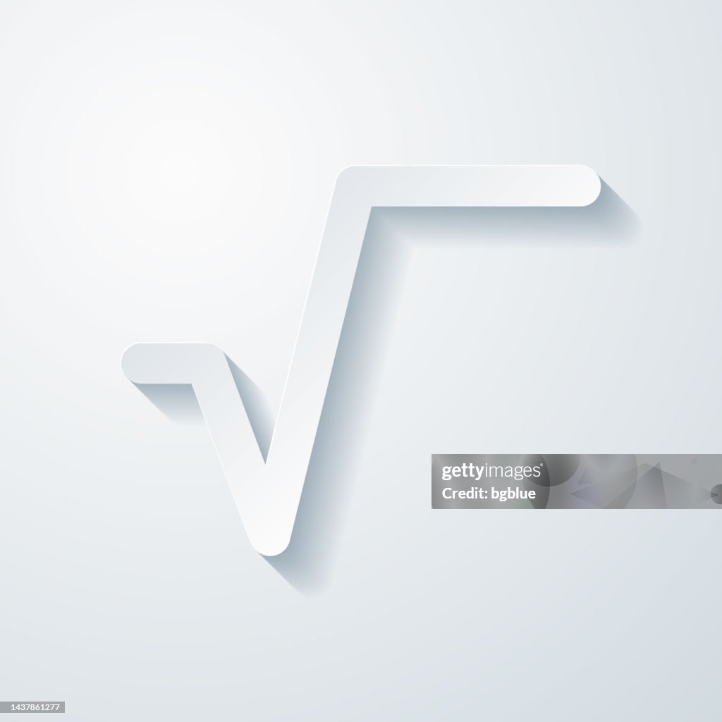 Square root. Icon with paper cut effect on blank background