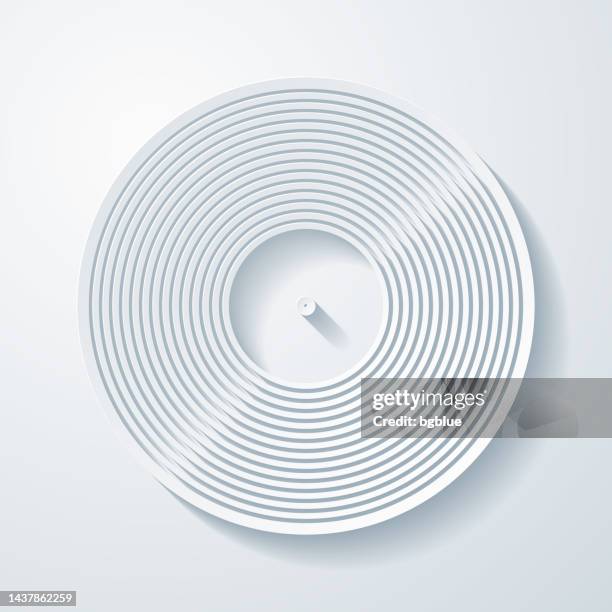 vinyl record. icon with paper cut effect on blank background - modern gramophone stock illustrations