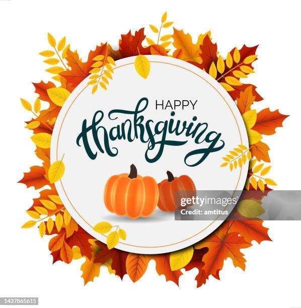 thanksgiving circular sign - friendsgiving stock illustrations