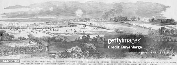 Battle of Antietam - Sharpsburg, Sharpsburg, Maryland, September 17, 1862. From an issue of Frank Leslie's Illustrated Almanac.