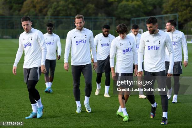 Harry Kane of Tottenham Hotspur during a Tottenham Hotspur Training Session at Tottenham Hotspur Training Centre on October 31, 2022 in Enfield,...