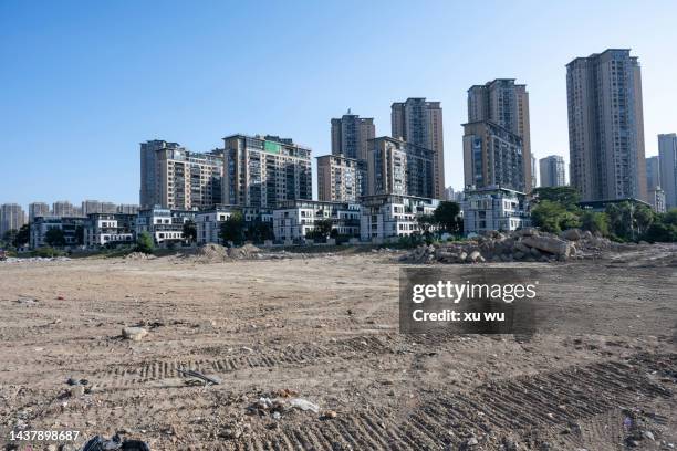 development ruined open space before city construction - building destruction stock pictures, royalty-free photos & images