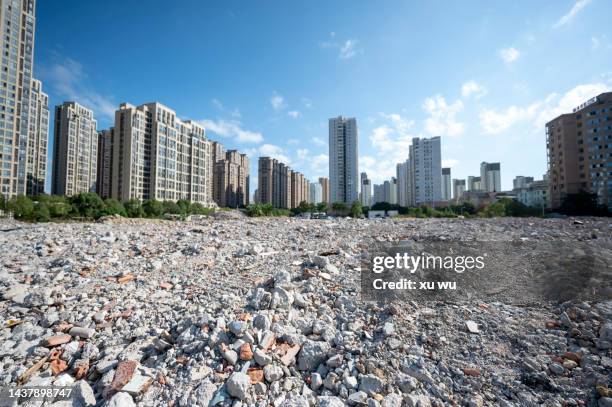 development ruined open space before city construction - rubble stock pictures, royalty-free photos & images