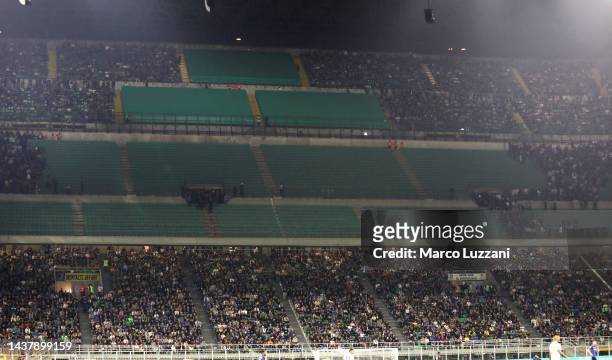Fans of FC Internazionale left empty a part of sector for protest the death of the historical head ultras of FC Internazionale during the Serie A...