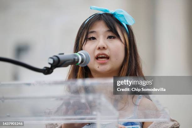 Christina Huang of UNC for Affirmative Action addresses a rally of fellow proponents for affirmative action in higher education outside the U.S....