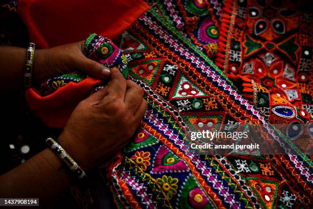 gujarati textile handicraft - a cultural heritage of india - gujarat stock pictures, royalty-free photos & images
