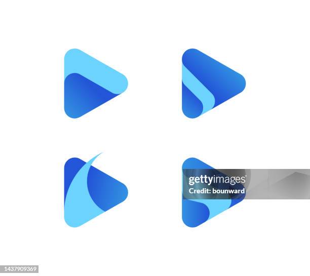 blue play media button logo - play button stock-grafiken, -clipart, -cartoons und -symbole