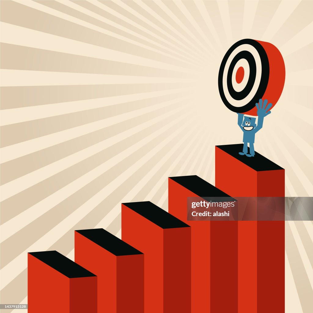 成功へのステップ成長するチャートのステップを登り目標を達成するビジネスマン ストックイラストレーション Getty Images