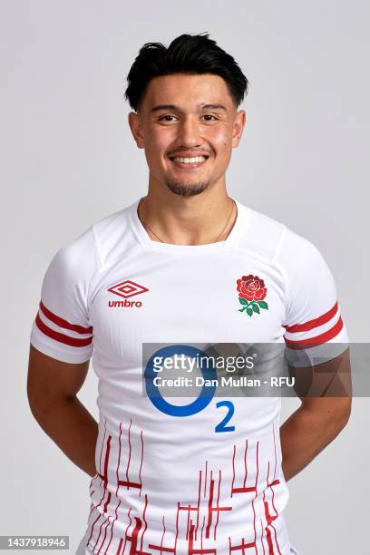 Marcus Smith of England poses for a portrait at Pennyhill Park on October 31, 2022 in Bagshot, England.