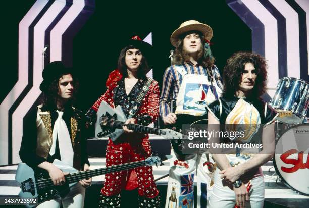Slade, englische Glam Rock und Hard Rock Band, TV Auftritt in Deutschland, circa 1985.