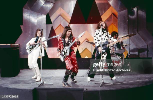 Slade, englische Glam Rock und Hard Rock Band, TV Auftritt in Deutschland, circa 1985.