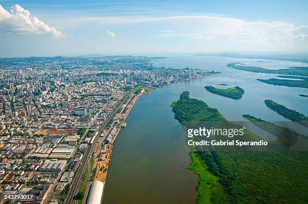 aerial view of porto alegre - aerial view photos - fotografias e filmes do acervo