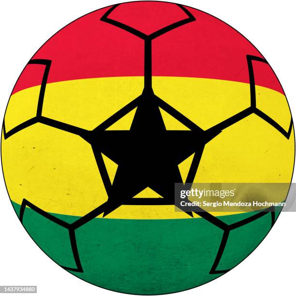 soccer ball, football, with a grunge texture and the flag of ghana - ghanaian flag stock pictures, royalty-free photos & images