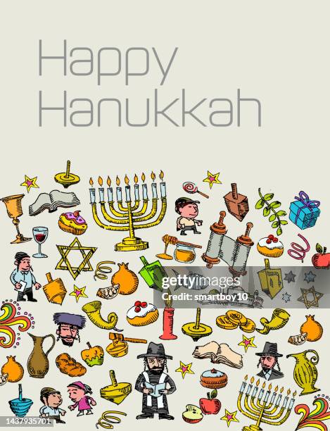 happy hanukkah - hanoukka stock illustrations