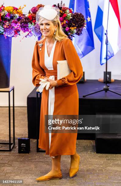 Queen Maxima of the Netherlands attend a meeting with the Dutch community during the first day of the Dutch State Visit visit Greece on October 31,...