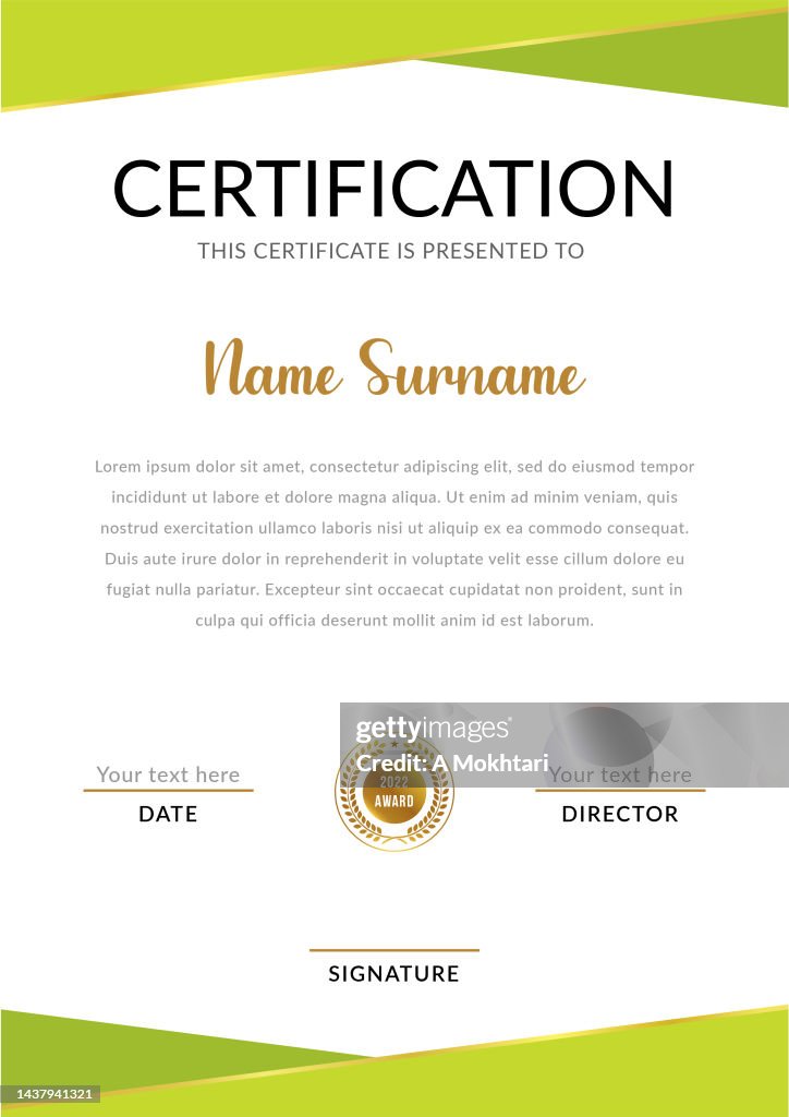Certificate of achievement template.
For diploma, prizes, business, certificates, universities, schools and companies.
Green color.