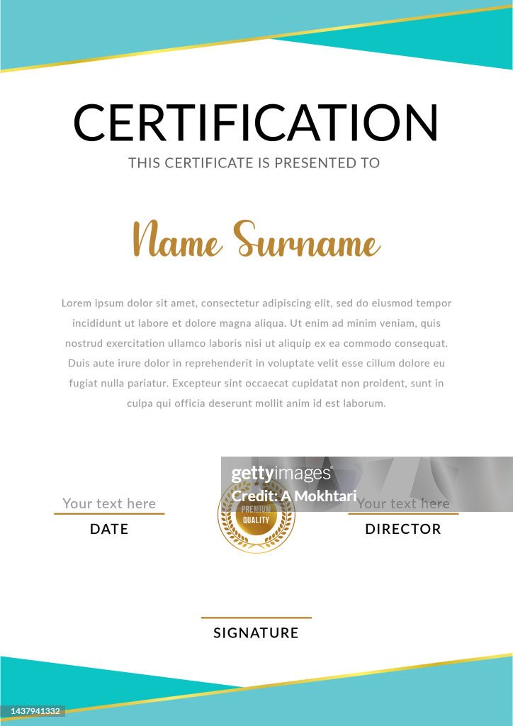 Certificate of achievement template.
For diploma, prizes, business, certificates, universities, schools and companies.