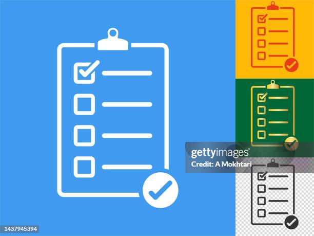 set of document icons with checkbox. - green check mark transparent background stock illustrations