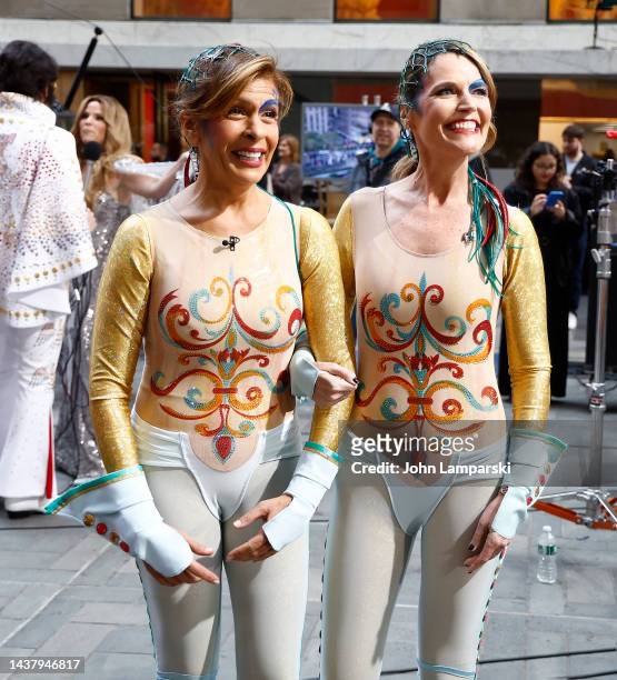Hoda Kotb and Savannah Guthrie attend 2022 Halloween on "Today" at Rockefeller Plaza on October 31, 2022 in New York City.