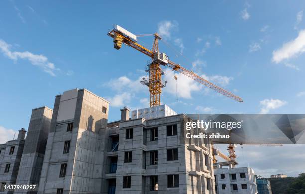 low angle view of house under construction - plattenbau stock-fotos und bilder