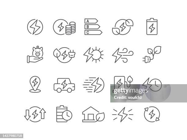 energy efficiency icons - energy transition stock illustrations