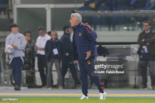 Roma coach Josè Mourinho during the Serie A match between Hellas Verona and AS Roma at Stadio Marcantonio Bentegodi on October 31, 2022 in Verona,...