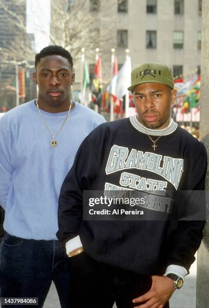 Rap Group Pete Rock and CL Smooth appear in a portrait taken on April 10, 1992 in New York City.