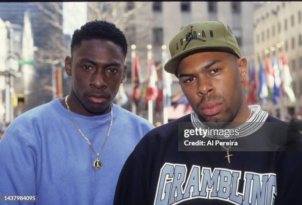 Rap Group Pete Rock and CL Smooth appear in a portrait taken on April 10, 1992 in New York City.