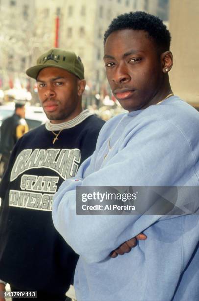 Rap Group Pete Rock and CL Smooth appear in a portrait taken on April 10, 1992 in New York City.