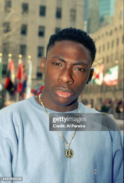 Pete Rock of the Rap Group Pete Rock and CL Smooth and appears in a portrait taken on April 10, 1992 in New York City.