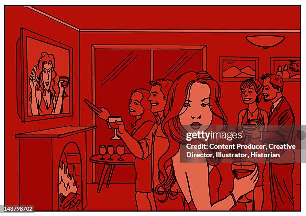 wine party - man remote control stock illustrations