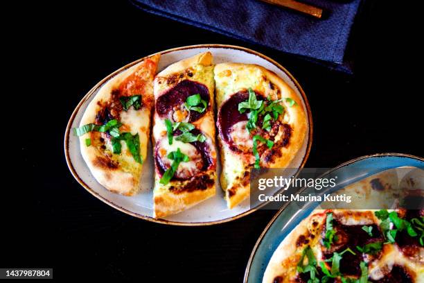 beetroot pizza - rote beete stock pictures, royalty-free photos & images