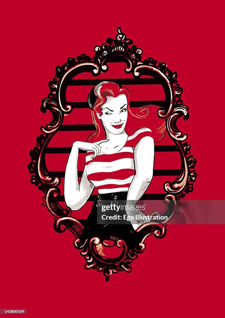 Pin-up with stripes