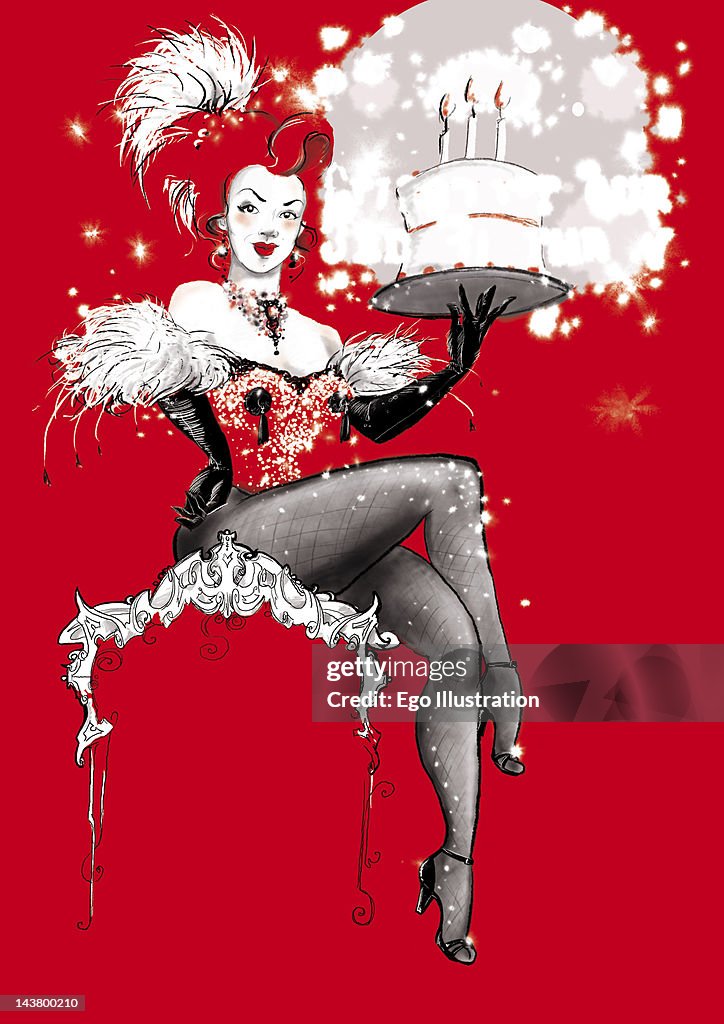 Woman holding birthday cake