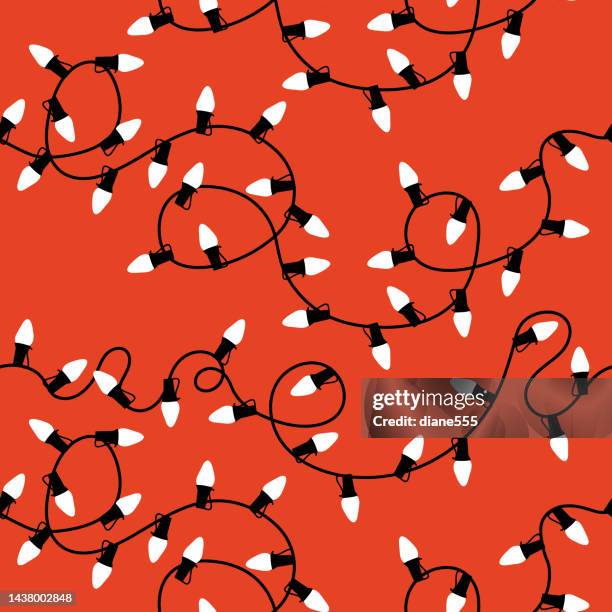 colorful christmas light seamless pattern - string light stock illustrations