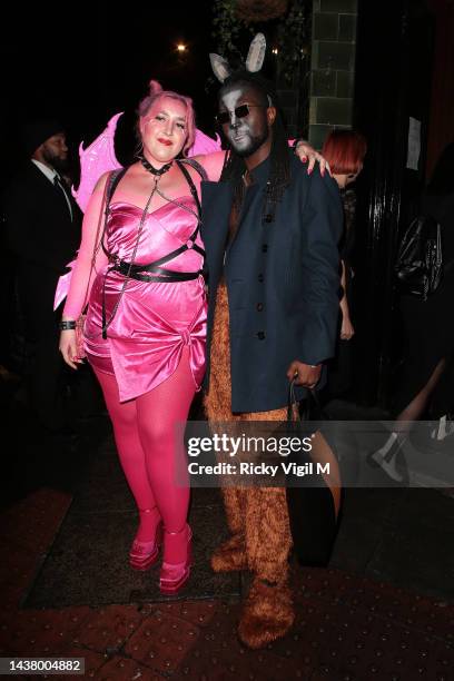 Honey Ross and Zane Saz seen attending Jonathan Ross Halloween party at The House of Koko on October 31, 2022 in London, England.