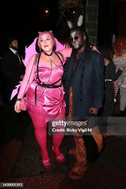 Honey Ross and Zane Saz seen attending Jonathan Ross Halloween party at The House of Koko on October 31, 2022 in London, England.